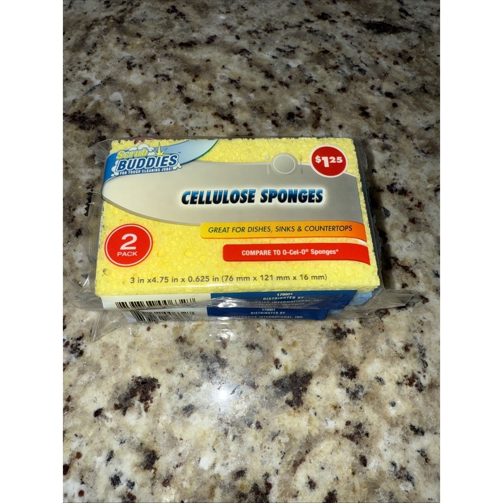 2-2pk (total 4)Scrub Buddies Cellulose Sponges for Dishes Sinks‎ Countertops5053